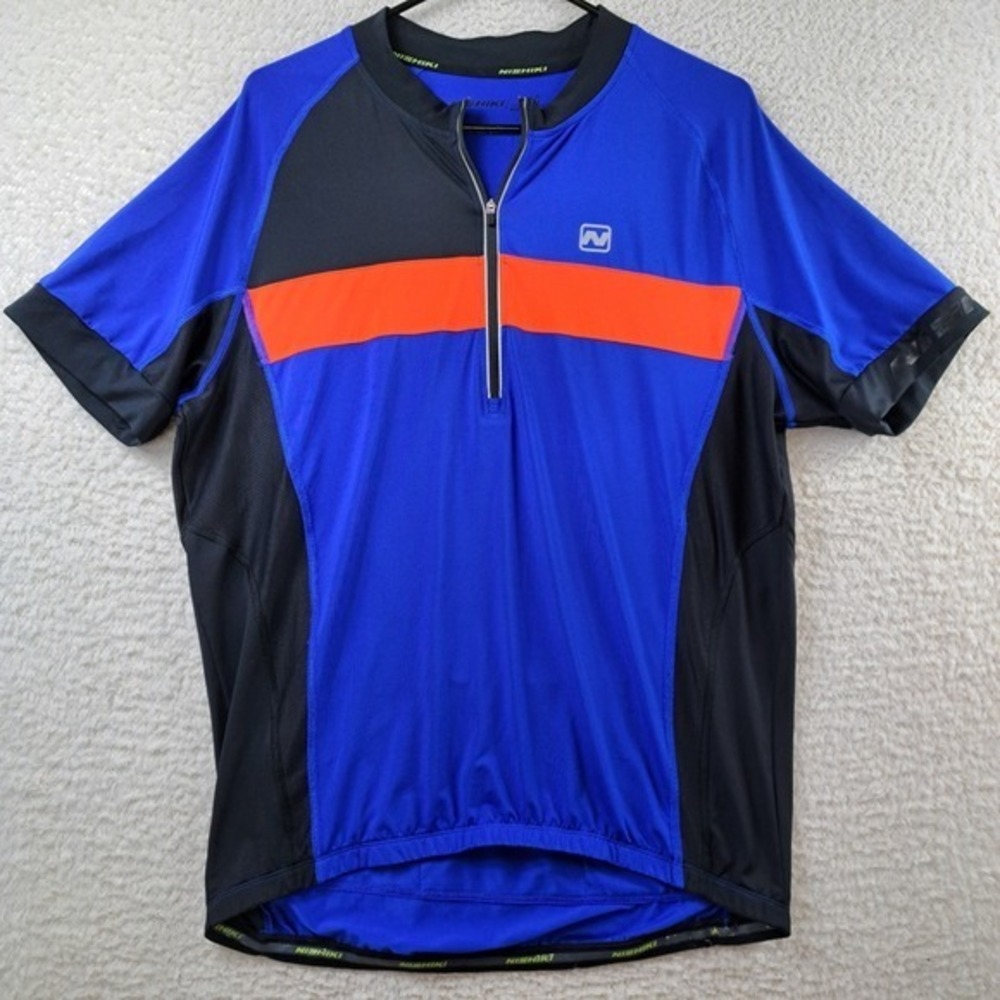 NISHIKI MENS CYCLING JERSEY SHIRT WITH BACK POCKETS 1/4 ZIP Size Large